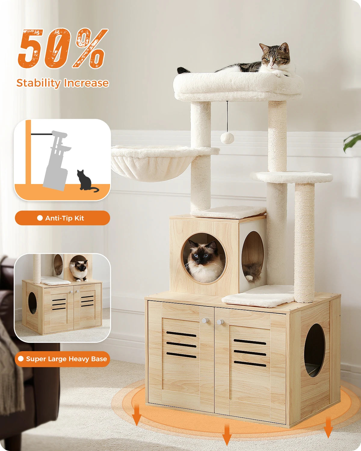 Multi-Level Cat Tower with Cat Litter Box