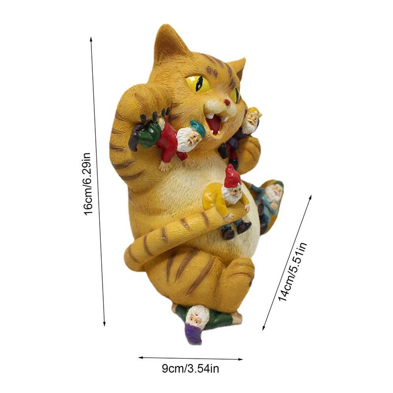 Funny Cat Eat Gnomes Garden Art For Garden Decor - skipjackltd