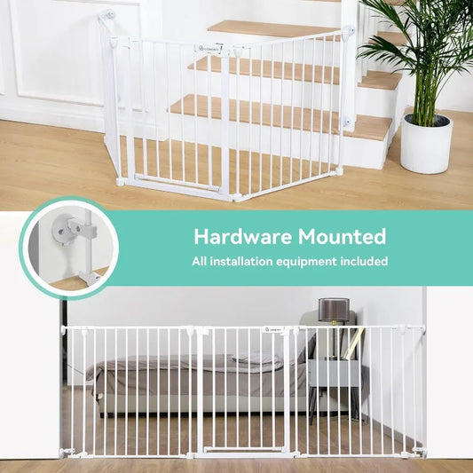 80" Extra Wide Baby Gate, Dog Gate for House Stairs, Doorways, Fireplace, Auto Close Pet Gate with Door Walk Through