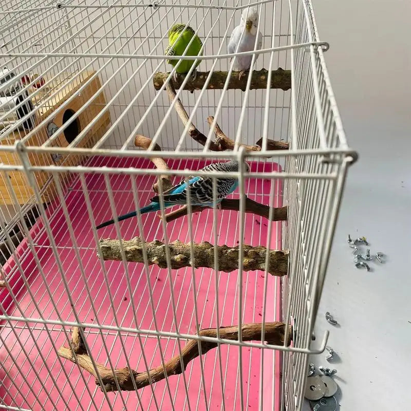 Natural Wooden Parrots Cage Perch Toys