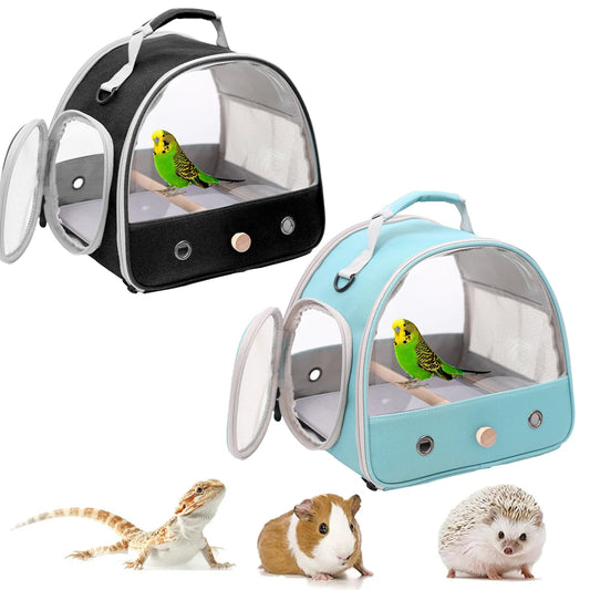 Portable Clear Bird Parrot Transport Cage Breathable Carrier Travel Bag