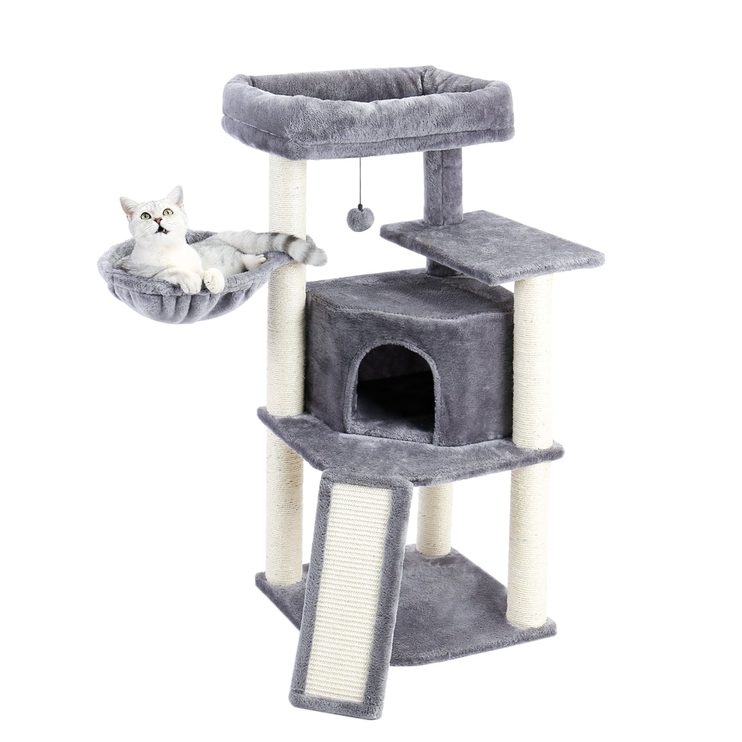 Tree With Cozy Perches Stable Cat Climbing Frame Cat Scratch Board Toys Gray&Beige