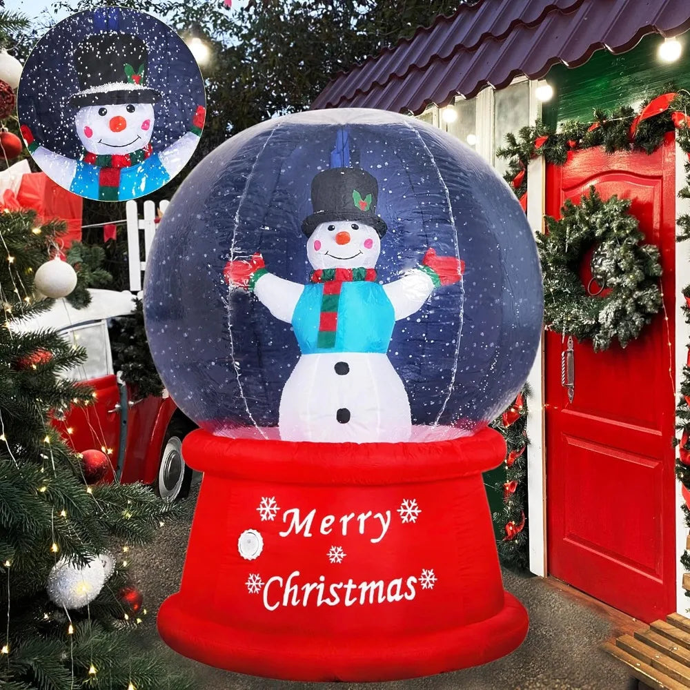 Christmas 2024 New Inflatable Snow Globe with Music Snowman Air Blower Bright LED Light