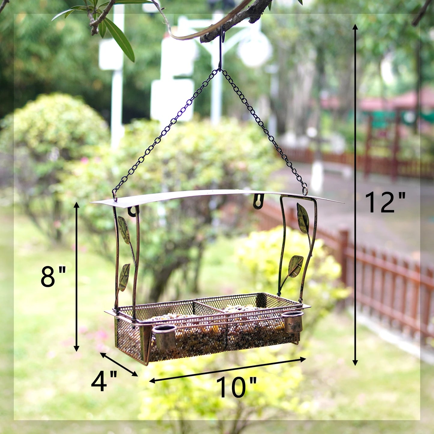 Metal Window Bird Feeder - Antique Bronze