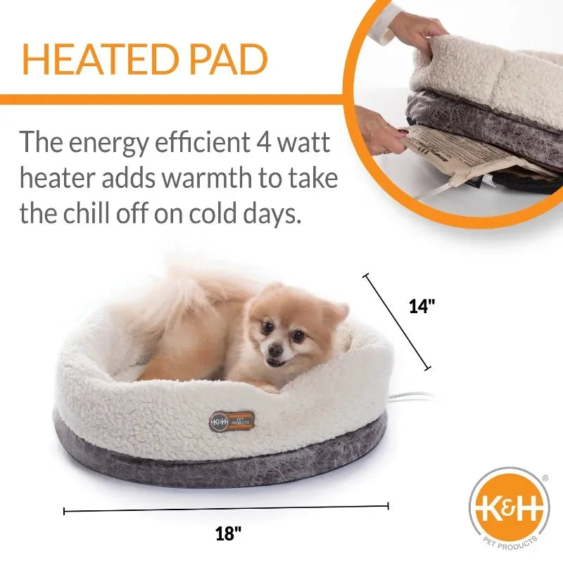 Indoor Heated Dog or Cat Bed Gray 14 X 18 Inches