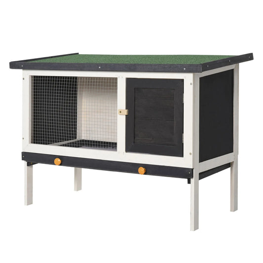 US Indoor/Outdoor Wood Rabbit Hutch Bunny Cage w/Slide-Out Tray Openable Roof