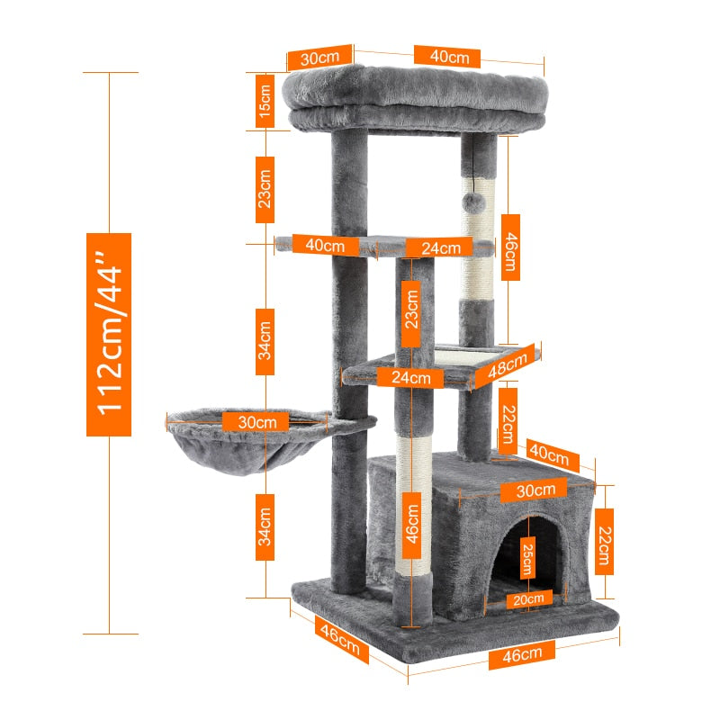 Tree With Cozy Perches Stable Cat Climbing Frame Cat Scratch Board Toys Gray&Beige