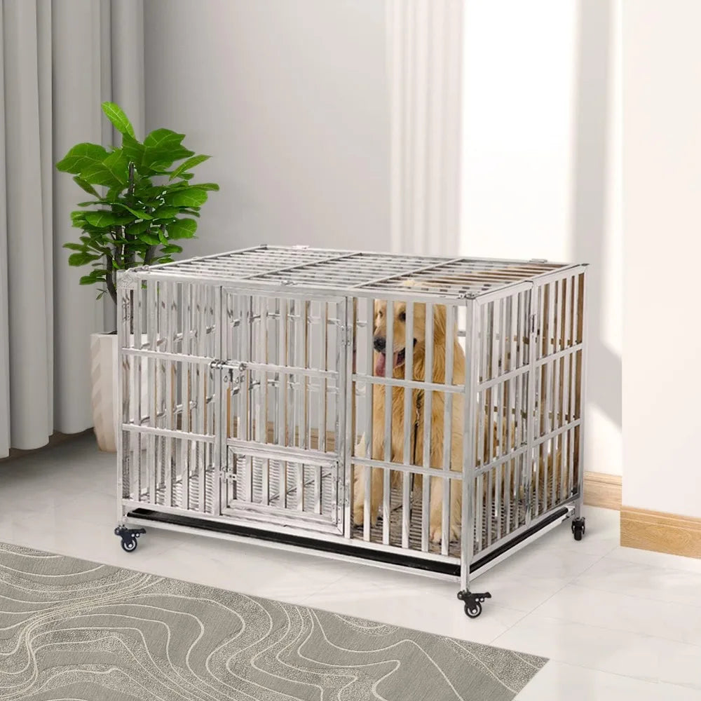 48 inch Heavy Duty Dog Crate, Stainless Steel