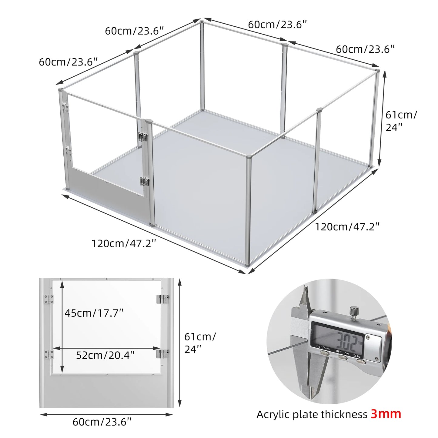 Acrylic Dog Playpen Fence with Waterproof Fertility Pad for Cats or Puppies