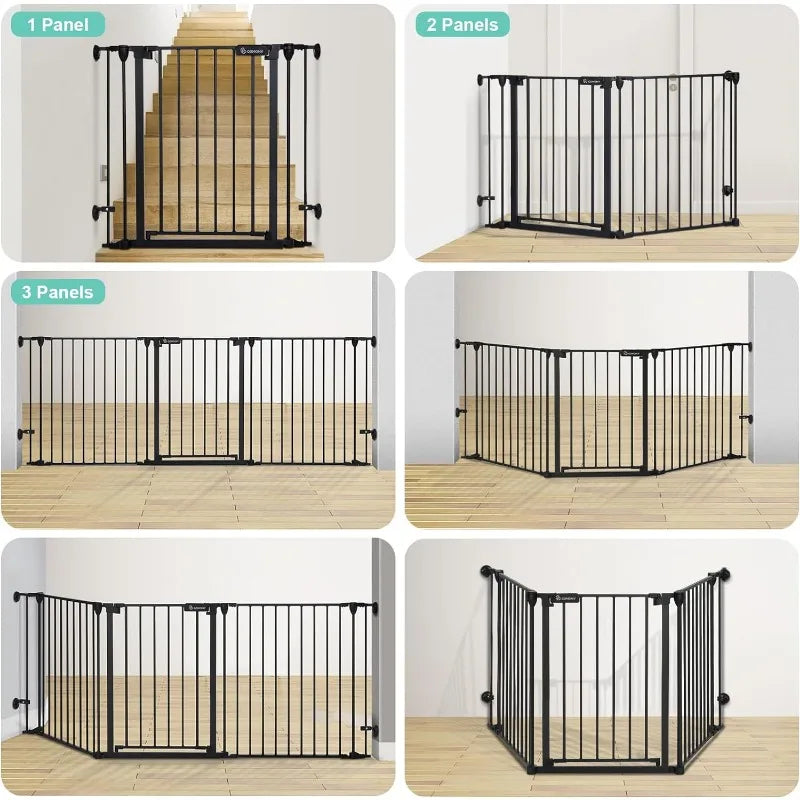 80" Extra Wide Baby Gate, Dog Gate for House Stairs, Doorways, Fireplace, Auto Close Pet Gate with Door Walk Through