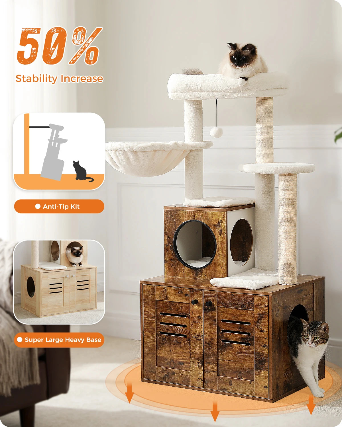 Multi-Level Cat Tower with Cat Litter Box